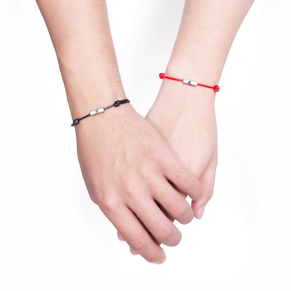 Bracelet Couple Soleil et Lune en Argent Sterling Pour Hommes et Femmes Tissé - EX-STOCK Canada