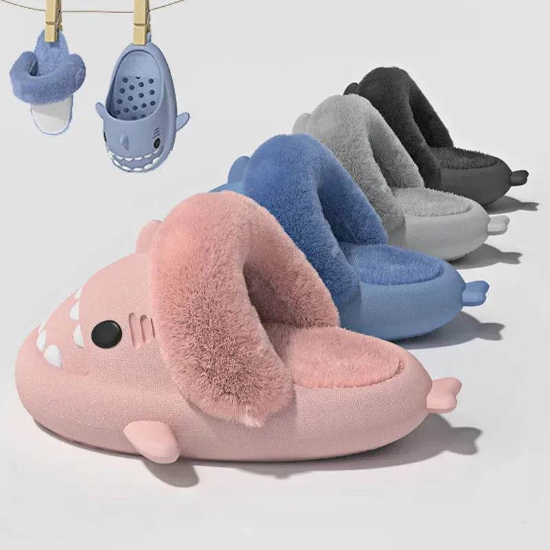 Winter Shark Slippers Detachable Warm Fuzzy Slippers Bedroom House Shoes Women - EX-STOCK Canada