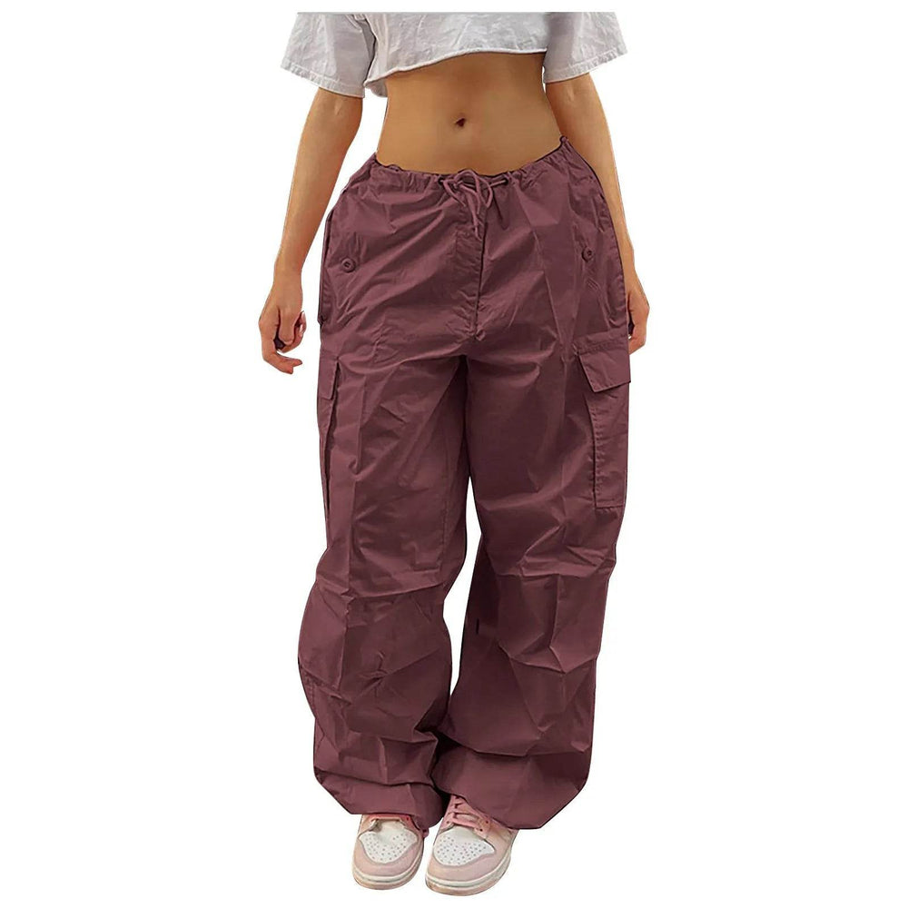 Casual Cargo Pants For Women Solid Color Drawstring Pocket Design Fashion Street Trousers Girls - EX-STOCK Canada