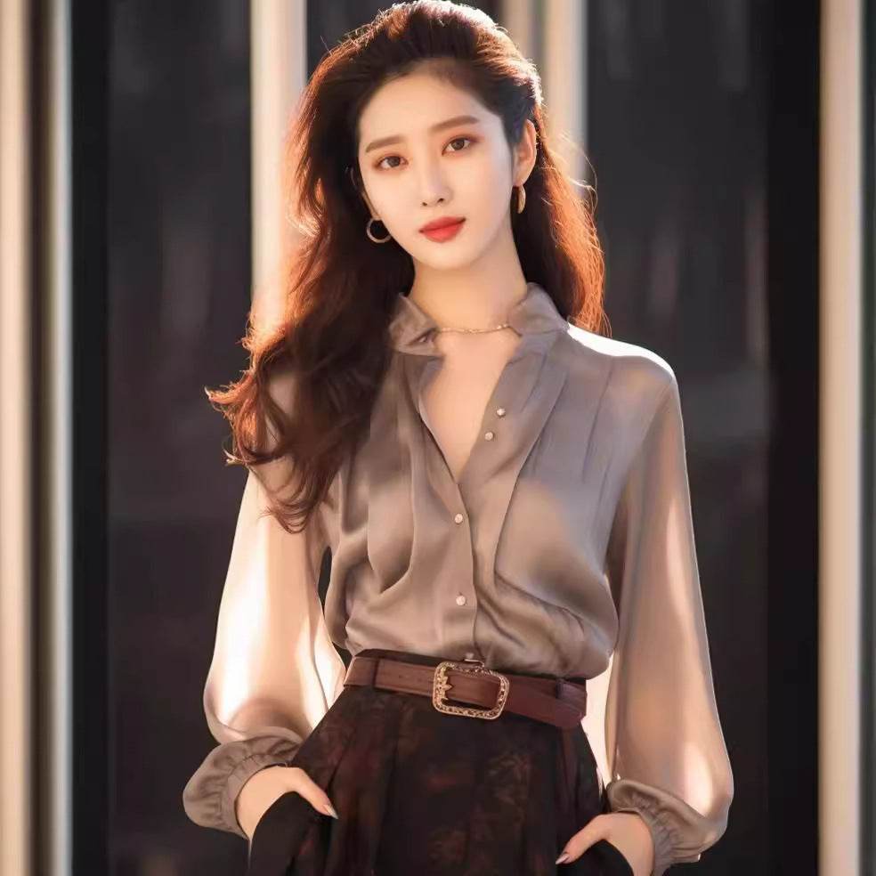 Chic And Beautiful Small Top Gray Blouse Shirt for Women - EX-STOCK Canada