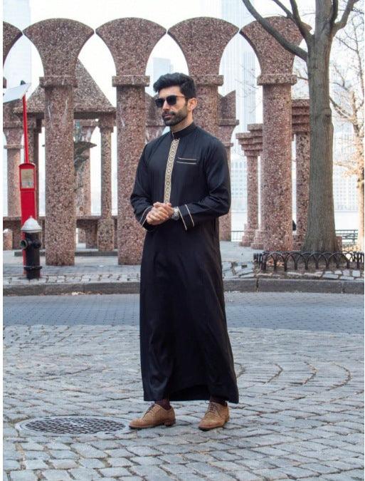 Muslim Middle East Long Sleeve Embroidered Casual Ethnic Robe - EX-STOCK Canada