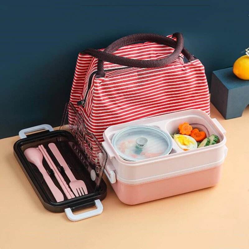 Insulated Stainless Steel Double-Layer Lunch Box for Work & School - EX-STOCK Canada