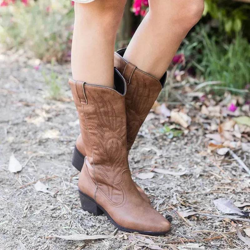 Black Western Cowboy Boots Pointed Toe Shoes Women - EX-STOCK Canada