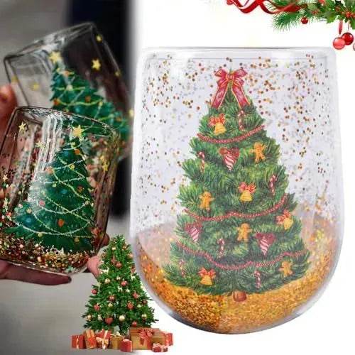 Christmas Tree Cups Heat Resistant Double Layer Household Cartoon Tumbler Gift Idea - EX-STOCK Canada