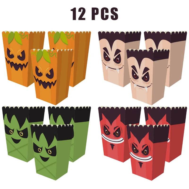 12 Pieces Halloween Popcorn Box Halloween Party Favor Snack Treat Boxes Candy Cookie Container Decorations Gifts For Popcorn Sales Halloween Party Favor Supplies - EX-STOCK Canada