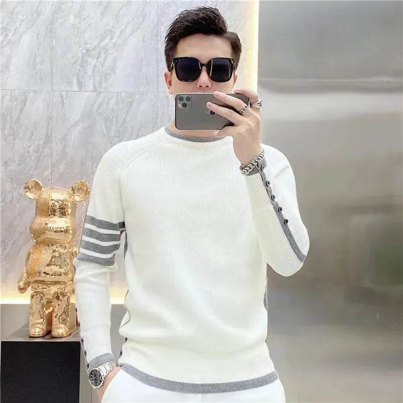 Simple All-match Slim fit Round Neck Pullover Sweater top for men - EX-STOCK Canada