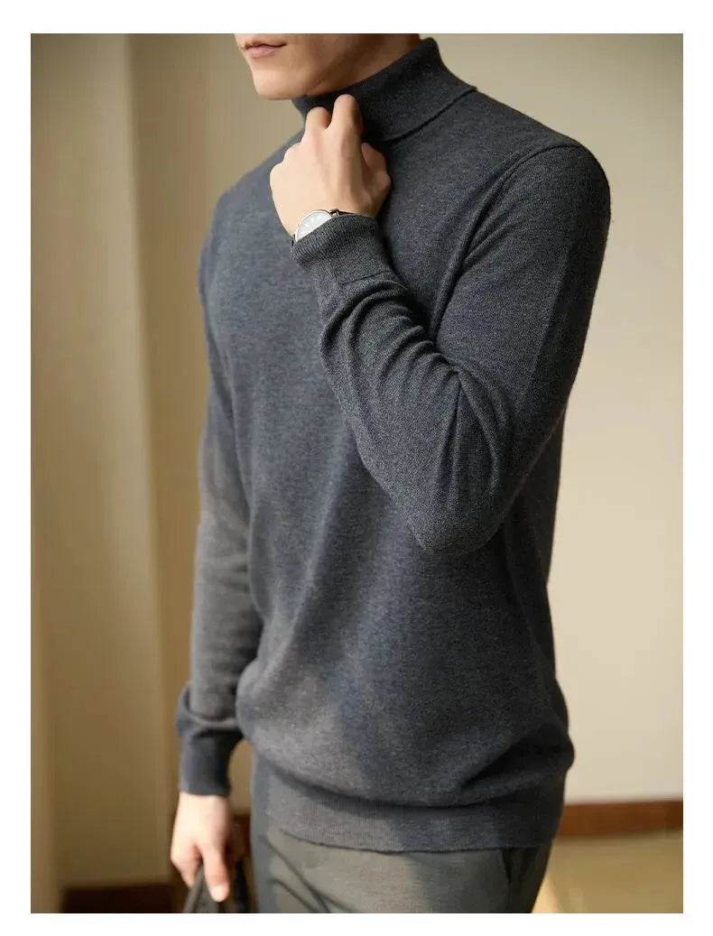 Pure Wool Thermal Slim Fit Turtleneck Sweater for Men - EX-STOCK Canada