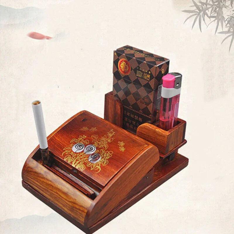 Étui à cigarettes en bois avec porte-cigarette automatique en bois de roseEX-STOCK Canada