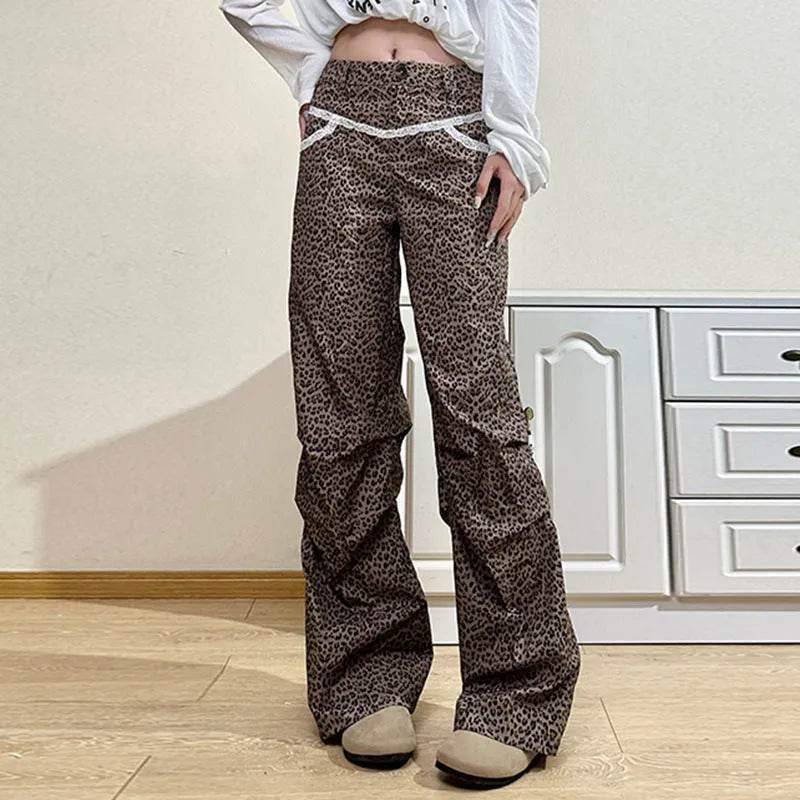 Slim Woven Leopard Print Casual Pants For Women - EX-STOCK Canada