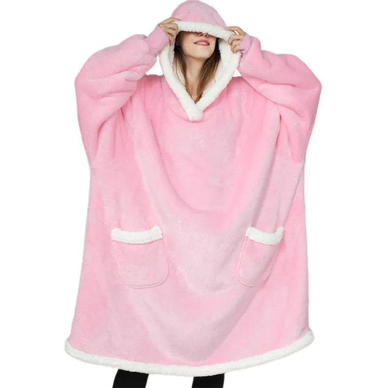 Fleece Oversized Hoodie Blanket Winter Warm Home Clothes Women Men Oversized Pullover With Pockets - EX-STOCK Canada