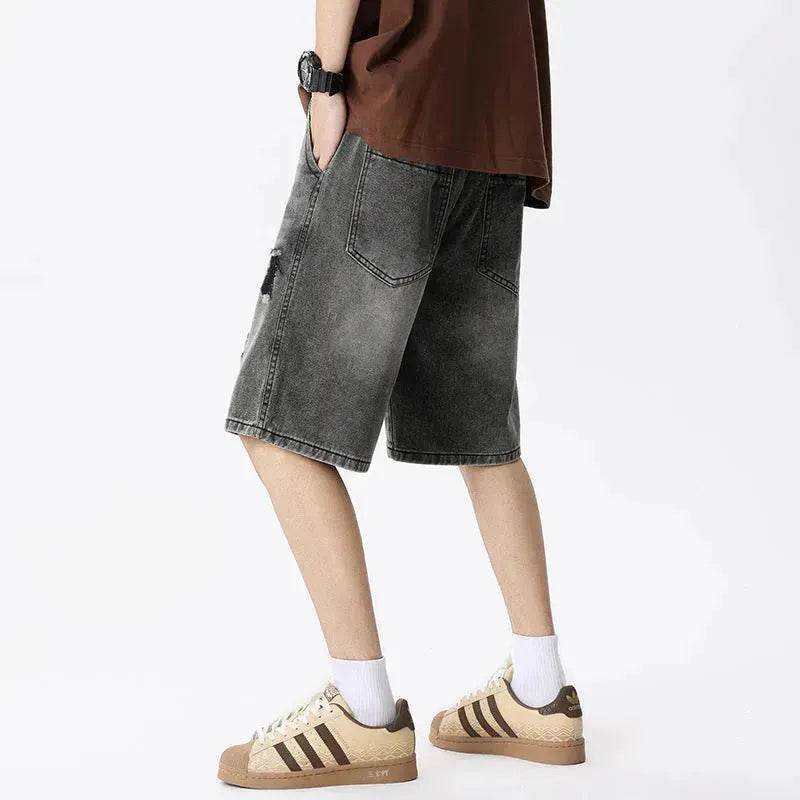 American Washed Make Old Ripped Denim Shorts Men Street Hip pop Fashion mens jean shorts - EX-STOCK Canada