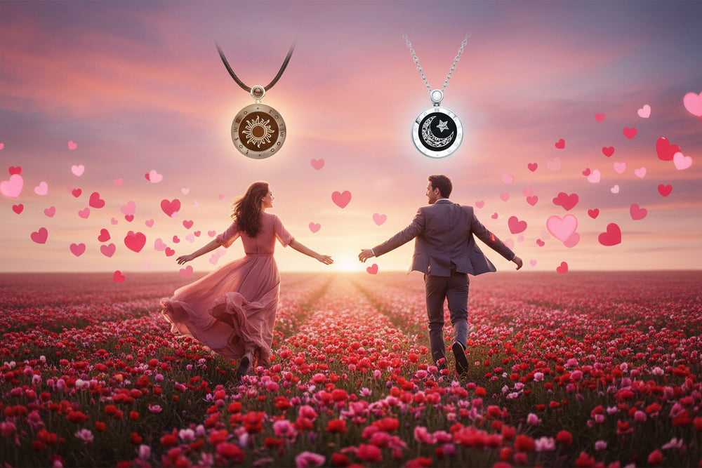 Collar colgante de ágata Sol y Luna para parejas, regalo de amor con inducción inteligente EX-STOCK Canada