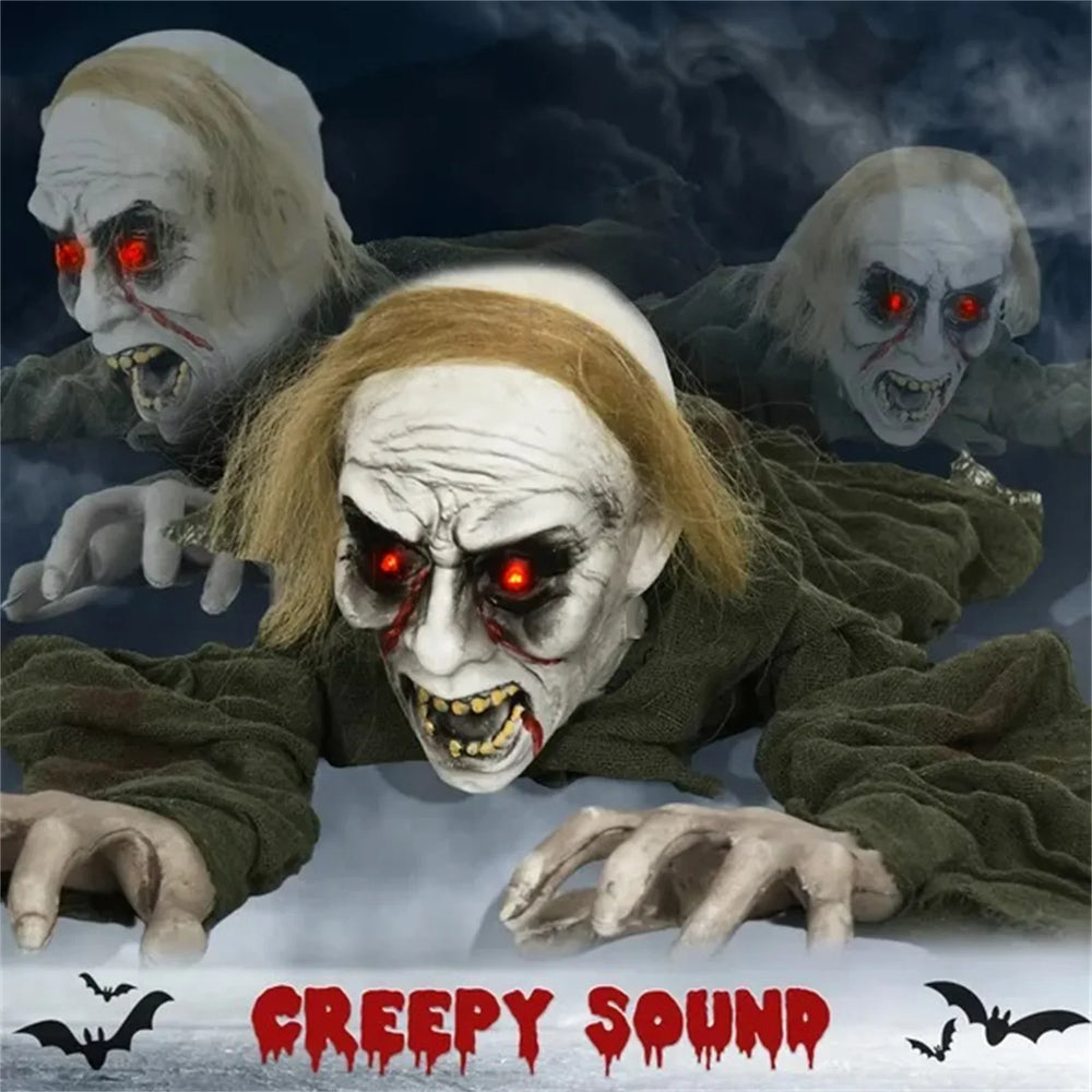 66 Outdoor Halloween Decoration Crawling Zombie, Animated Prop Decor With Sound Activated, Light Up Eyes EX-STOCK Canada