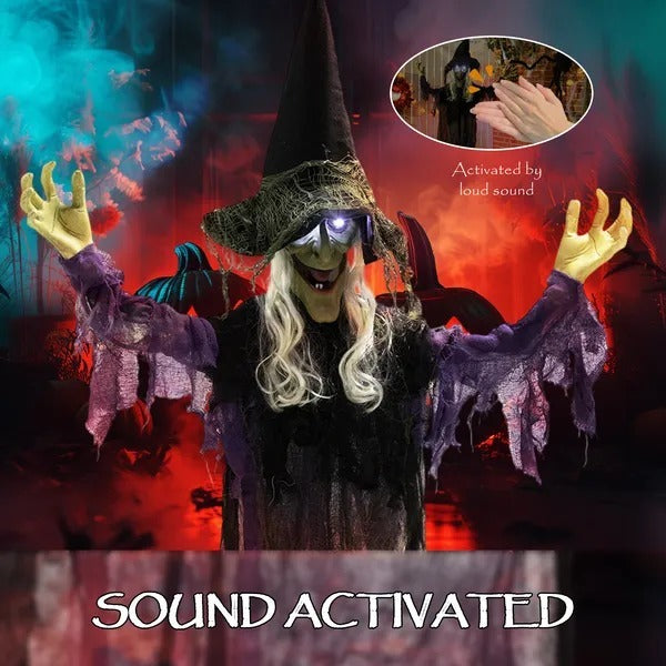 Life Size Halloween Animated Hanging Witch With Glowing LED Eyes, Scary Halloween Decorations, Battery Operated EX-STOCK Canada
