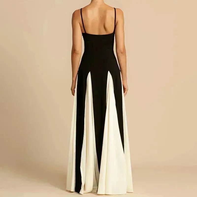 Luxury Women Sleeveless Color Contrast Sling Dress for Wedding Cocktail Evening Party events - EX-STOCK Canada