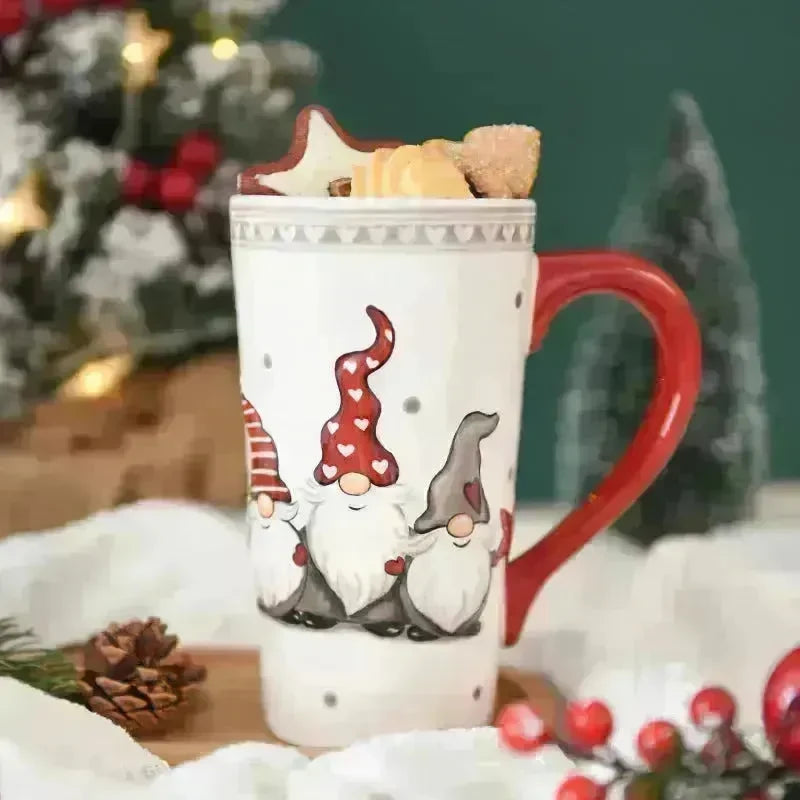 Christmas Large Capacity Nordic Christmas Tall Hat Ceramic Relief Mug Cup - EX-STOCK CANADA