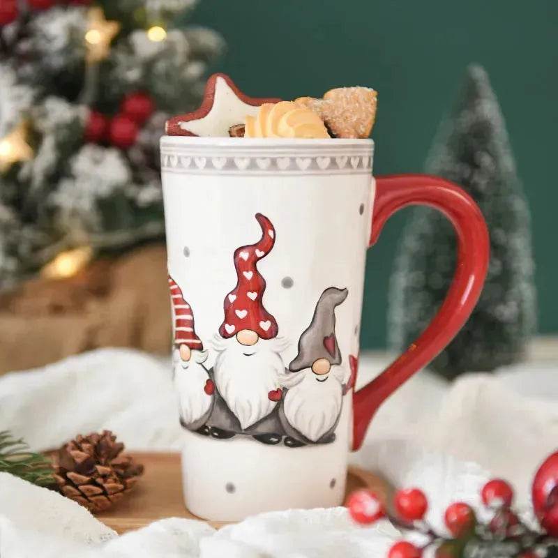 Christmas Large Capacity Nordic Christmas Tall Hat Ceramic Relief Mug Cup - EX-STOCK Canada