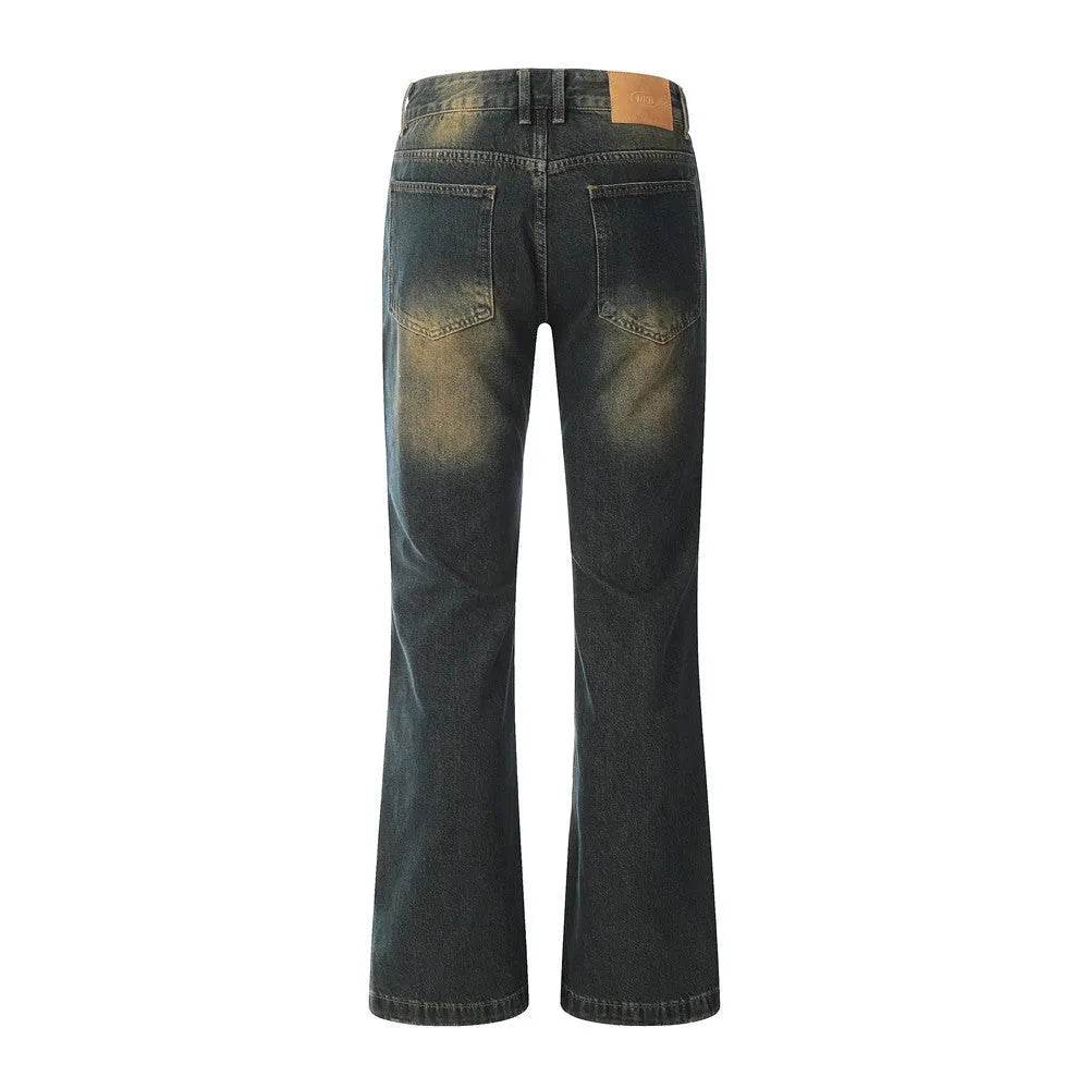 Washed Yellow Denim Bootcut Jeans Pants Men - EX-STOCK Canada