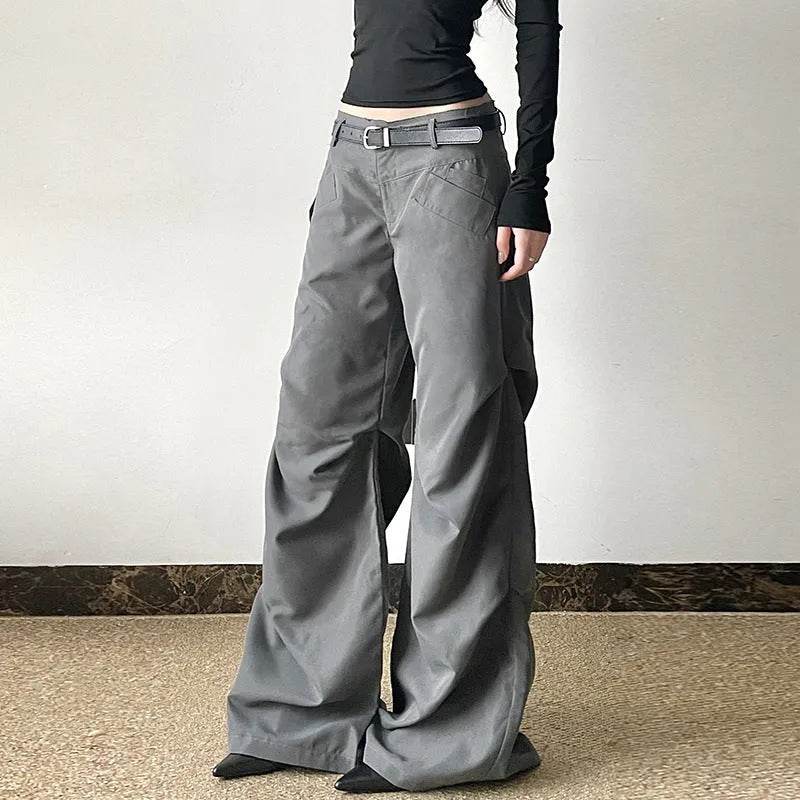 European And American Retro Loose Low Waist Wide Leg Pants For Women - EX-STOCK Canada
