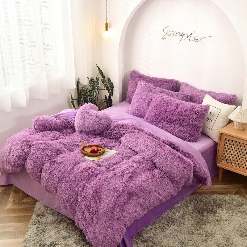 Mink Velvet Four Piece Set Long Plush Crystal Velvet Duvet Cover EX-STOCK Canada