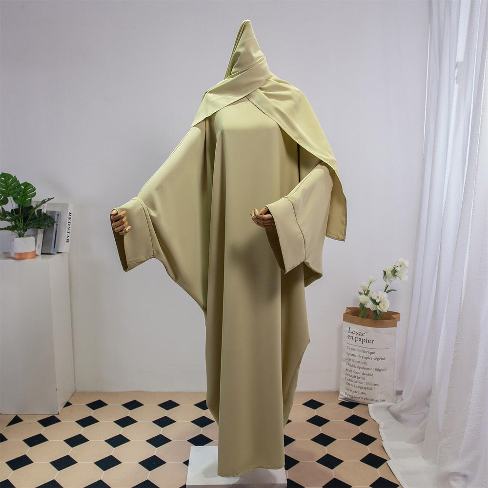 Solid Color Arabic Dress Women's Robe With Headscarf - EX-STOCK Canada