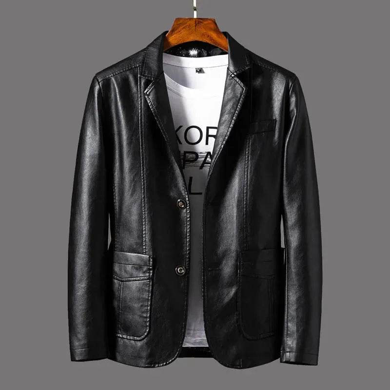 Leather Men's Autumn And Winter Jacket Thin Lapel - EX-STOCK Canada