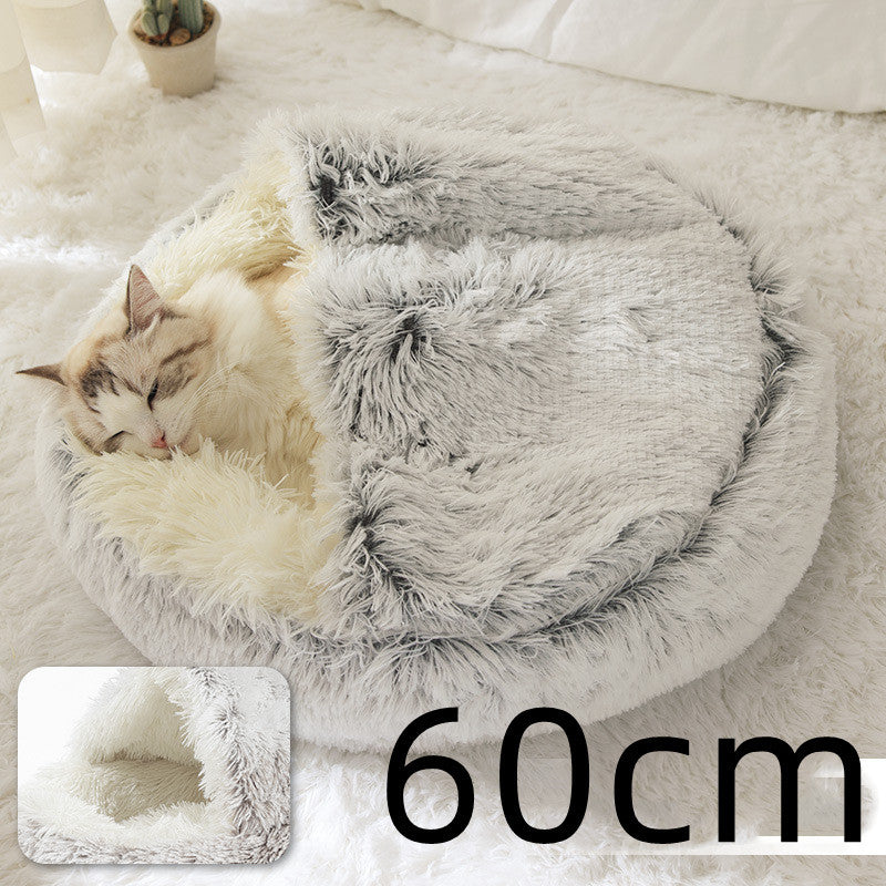 2 In 1 Dog And Cat Bed Pet Winter Bed Round Plush Warm Bed House Soft Long Plush Pets Bed Pet Products EX-STOCK Canada