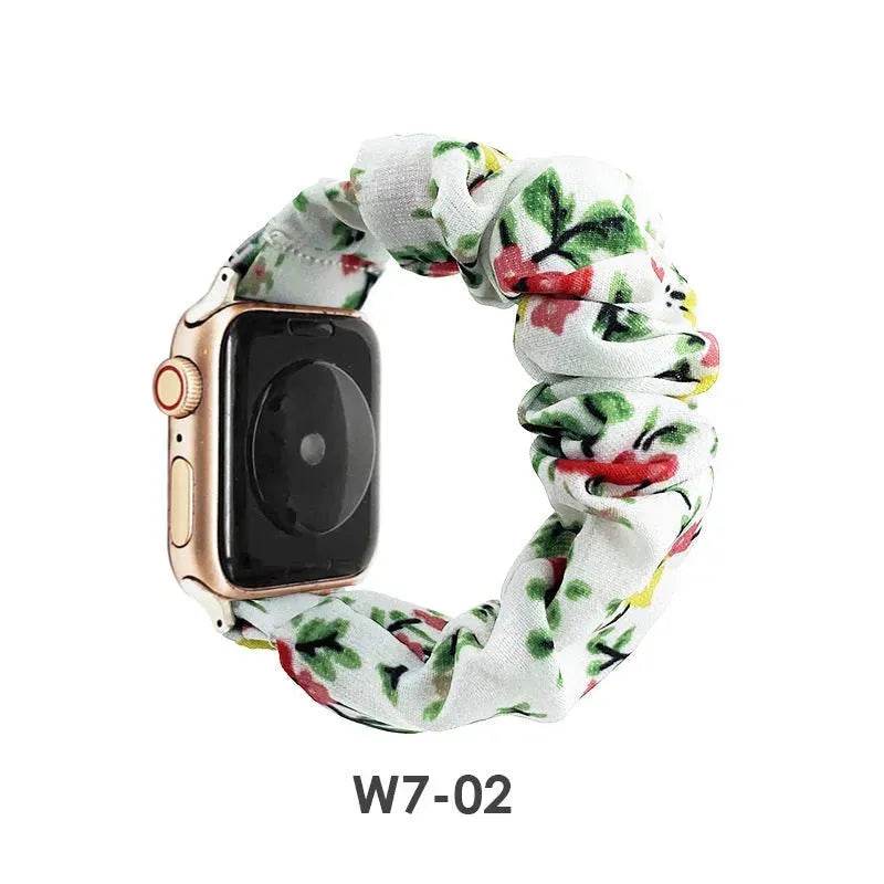 Women Replaceable Sew Floral Elastic Hair Band Strap Wristband for iwatch - EX-STOCK Canada