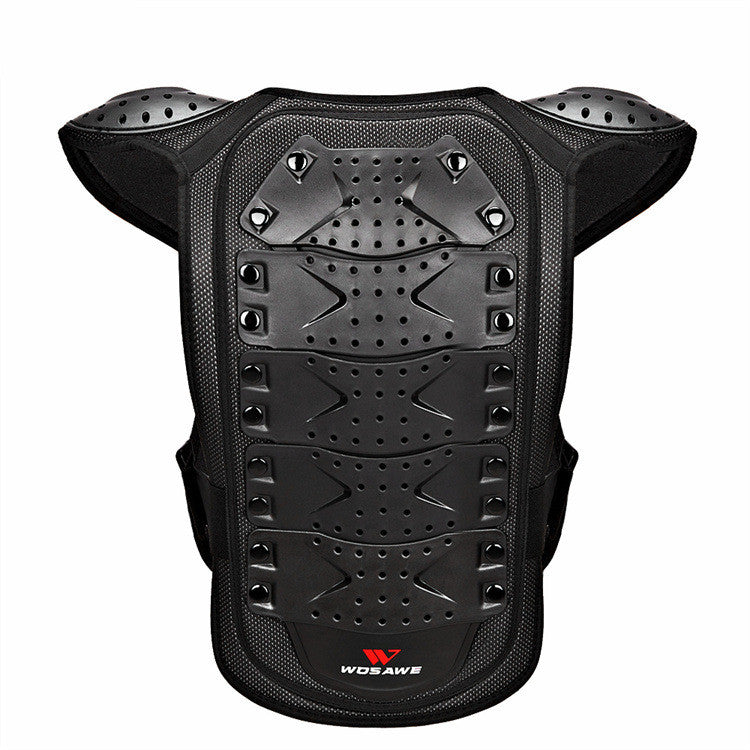 Black protective back armor with brand logo on a white background