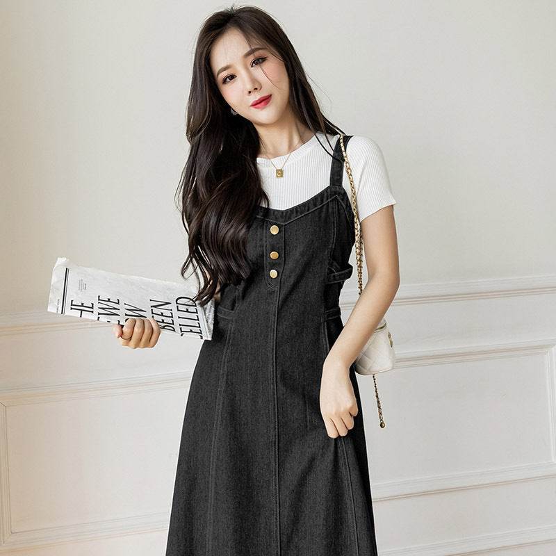 Spring And Autumn New Korean Style Casual All-matching Jeans Suspender Dress EX-STOCK Canada