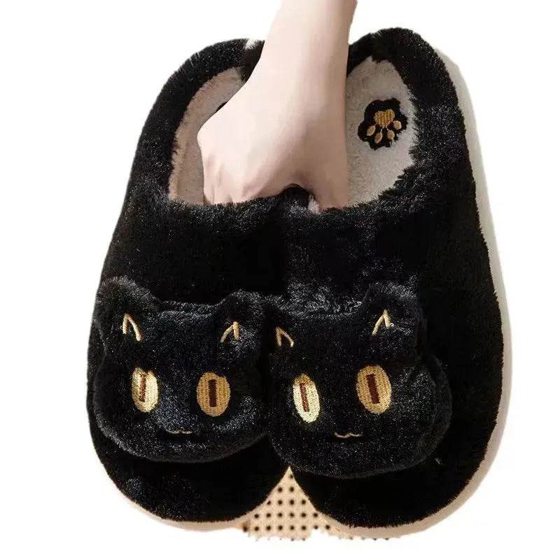 Winter Cotton Cat Slippers Soft Plush Comfy Warm Couple Slip-On House Cute Cat Face Slippers For Winte - EX-STOCK Canada
