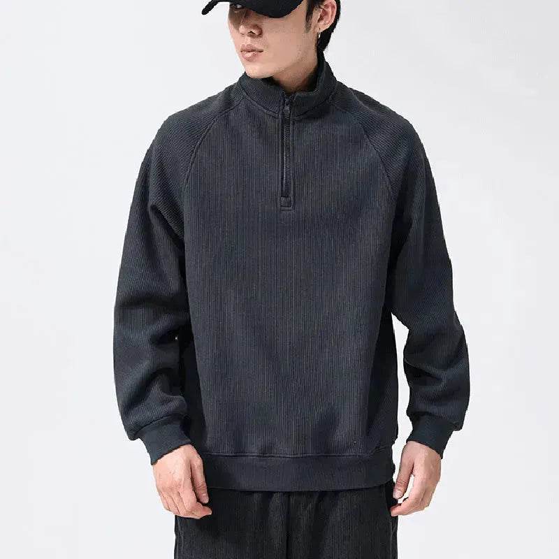 Autumn Winter half zip Stand-collar Fleece Sweatshirt Pullover tops for men - EX-STOCK Canada
