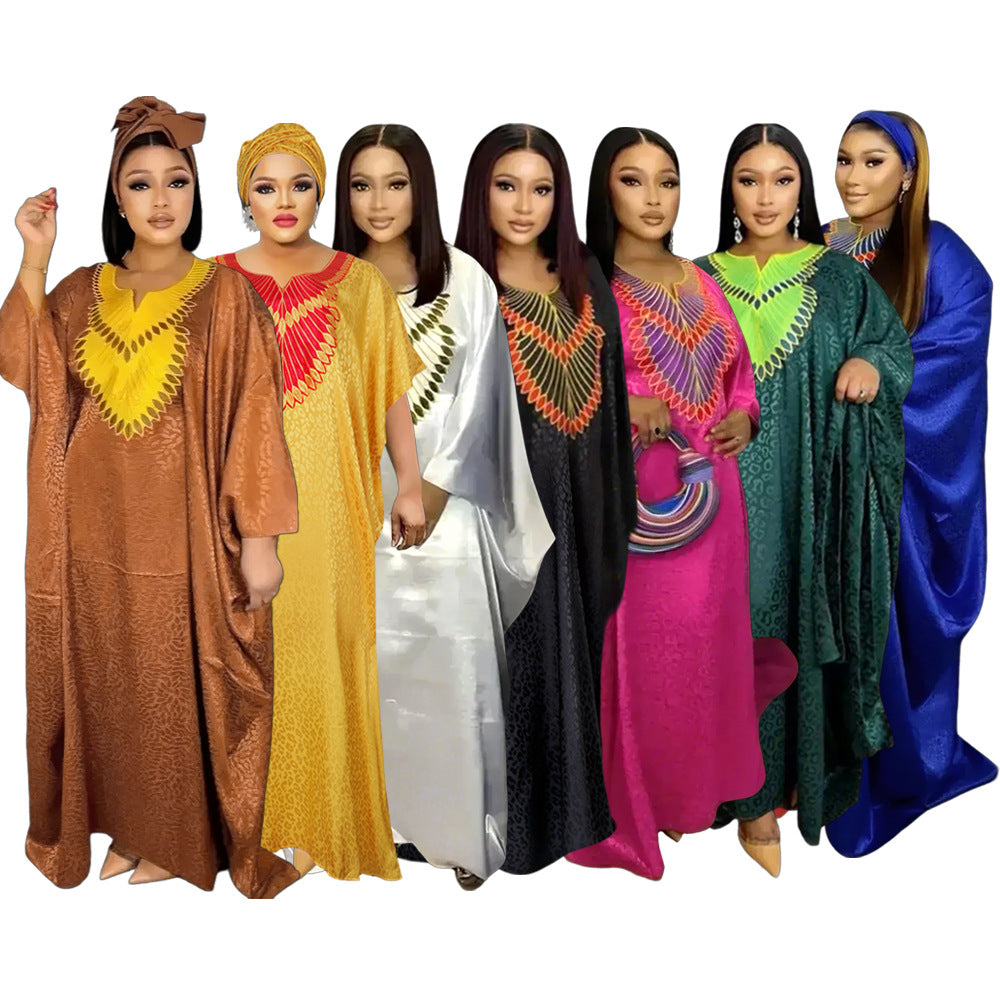 African Ethnic Style Large Swing Dress Robe Middle East AliExpress Muslim Women's Wear V-neck Plus Size - EX-STOCK Canada