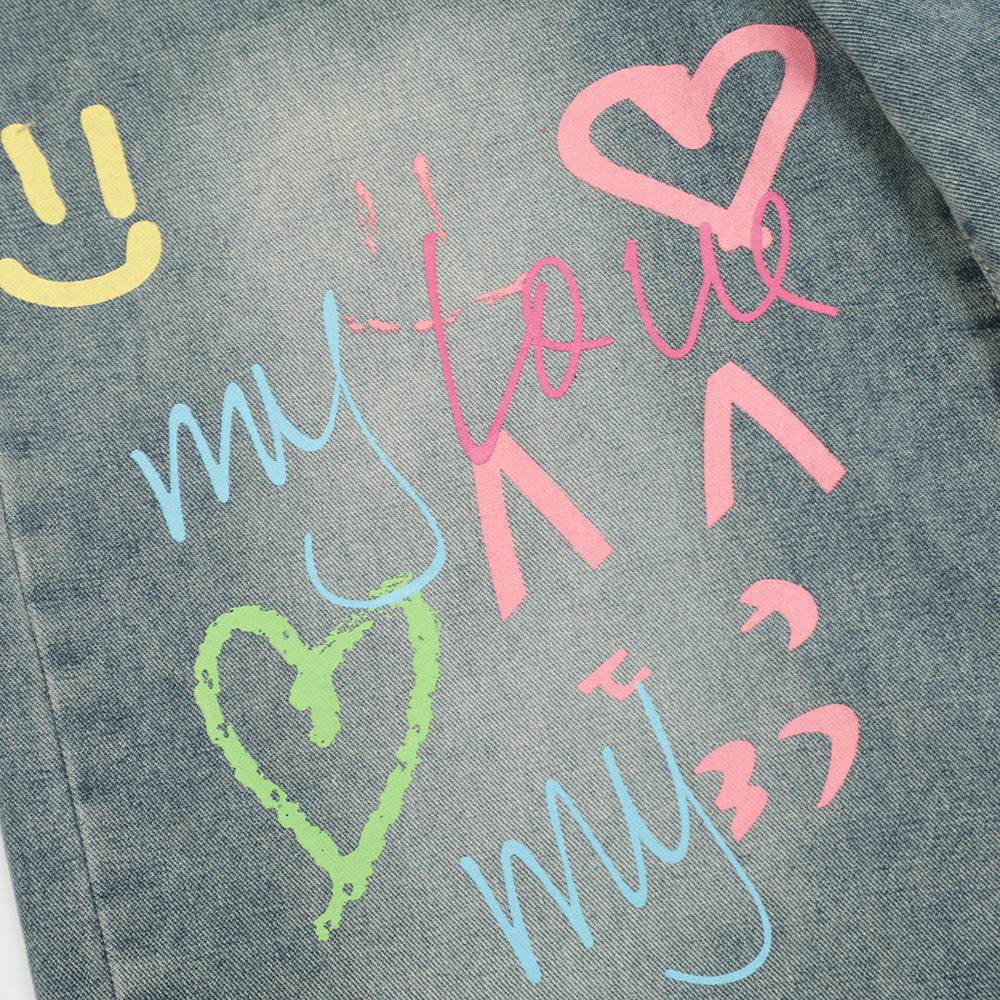 Hand Painted Graffiti Printing Denim Shorts Men Jeans - EX-STOCK Canada