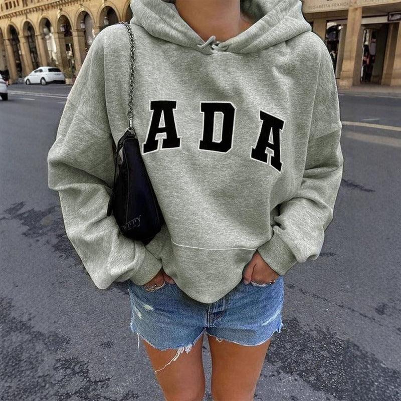Casual And Versatile Letter Loose Hoodie With Fleece Lining For Women EX-STOCK Canada