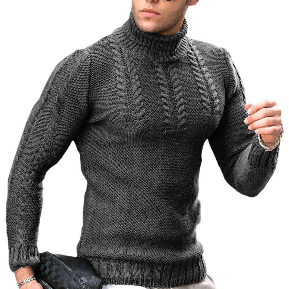 Pull ras-du-cou torsadé à manches longues pour hommes avec couvre-tête thermiqueEX-STOCK Canada