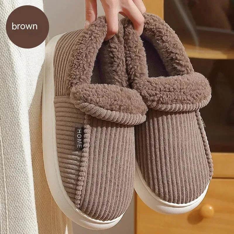 Ankle Wrap Cotton Slippers Winter Women's Plus Size Thickened Fleece-lined Warm Slugged Bottom - EX-STOCK Canada