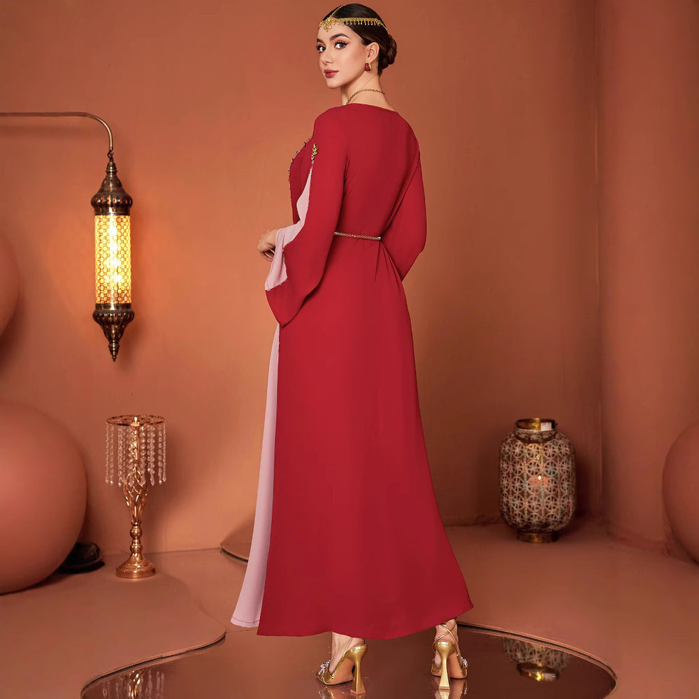 Robe ABAYA formelle à contraste de couleurs style Labo - EX-STOCK Canada