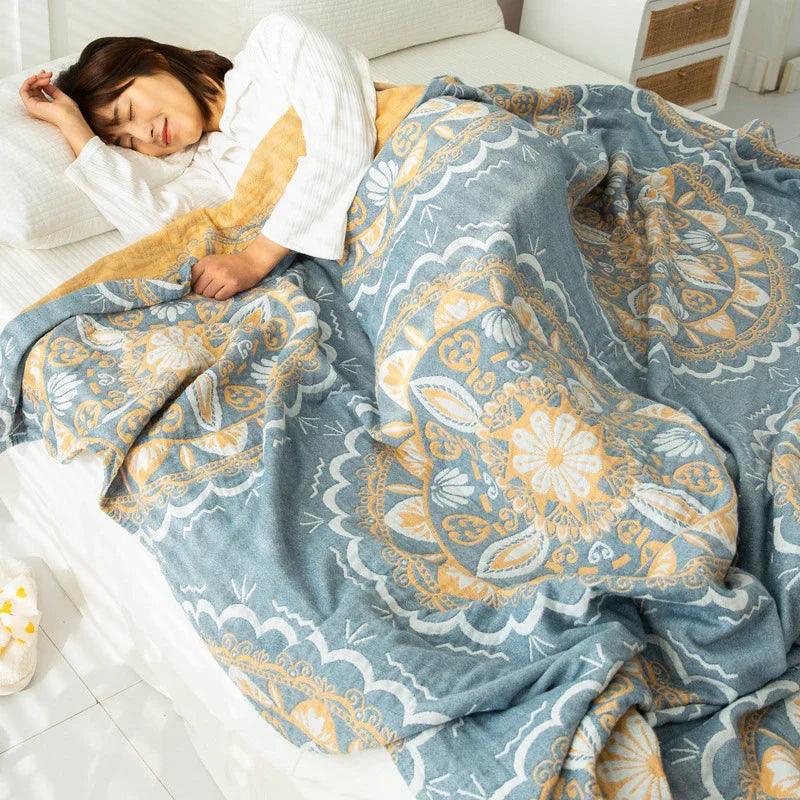Cotton Four-layer Gauze Towel Blanket Air Conditioning Blanket Thin Duvet EX-STOCK Canada