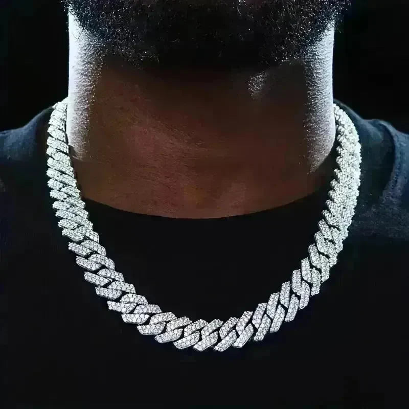 Box Buckle 14mm Bar Cuban Link Chain Bracelet and Necklace 2pcs - EX-STOCK CANADA