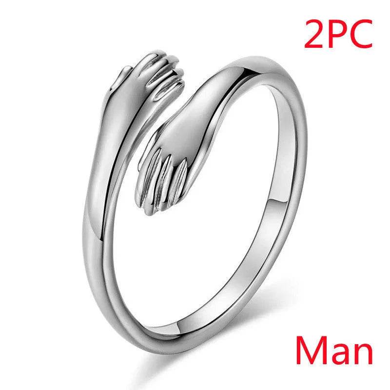 Alloy Simple Hands Hug Ring Opening Adjustable Jewelry - EX-STOCK Canada