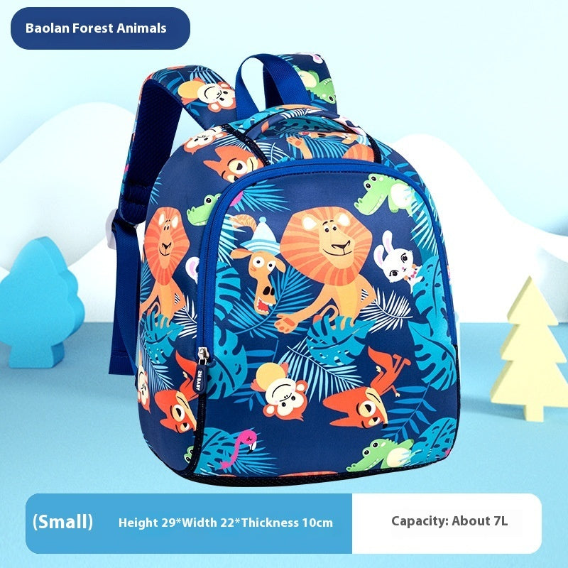 Children's backpack with animal pattern on a blue background