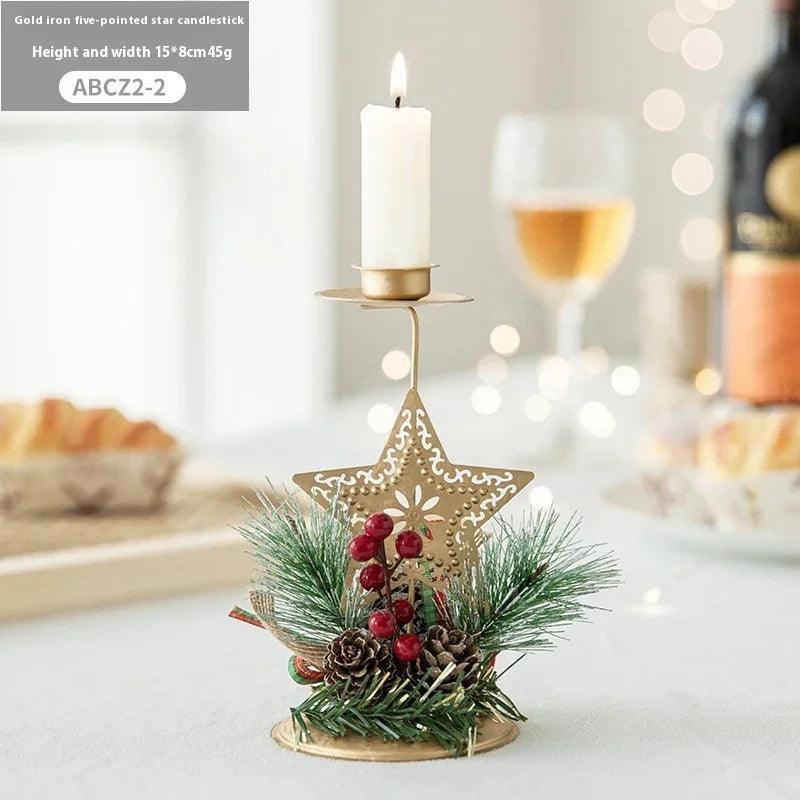 Bougeoir de Noël en fer forgé doré pour décoration de fenêtreEX-STOCK Canada
