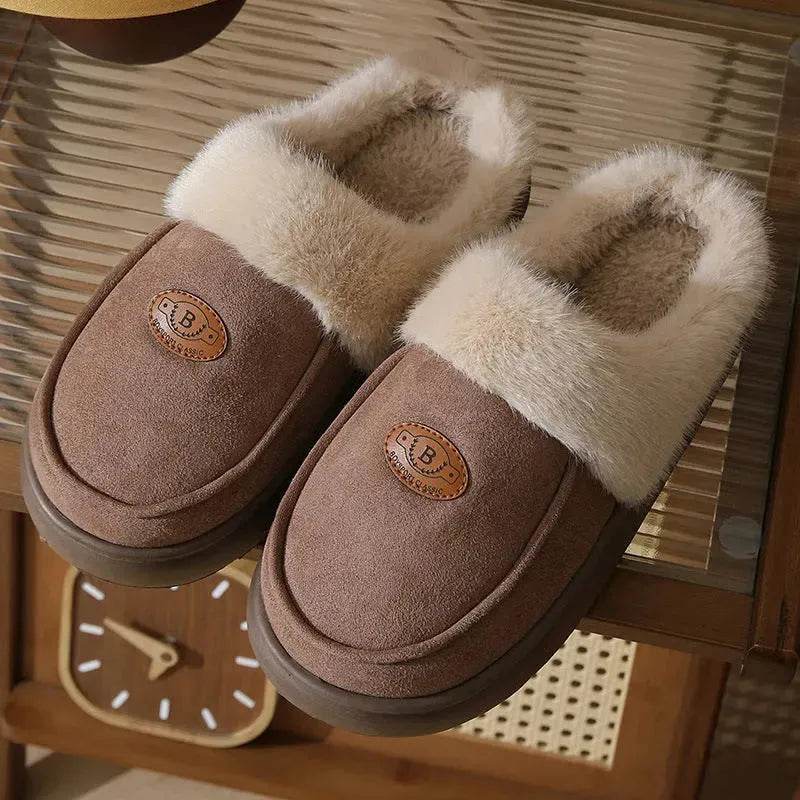 Winter Plush Slippers For Men Casual All-match Warm Suede House Shoes Indoor Non-slip Floor Bedroom Slipper - EX-STOCK Canada