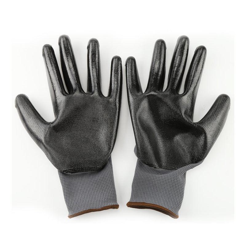 Gants de travail en polyester noir gris avec paume enduite de nitrile pour opérations fines