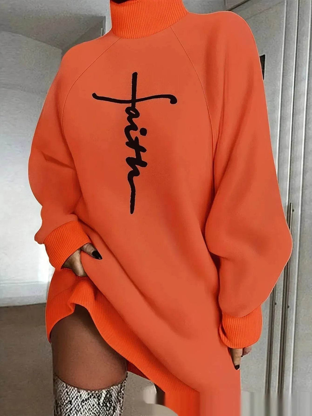 Autumn Winter Oversized Mini Sweatshirt Dress - EX-STOCK Canada