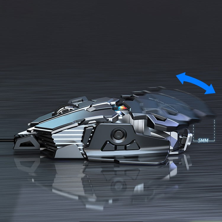 ماوس ألعاب Forerunner MK500 Esports – سلكي، 12000 DPI، أزرار ماكرو، وزن معدني (أسود / فضي)