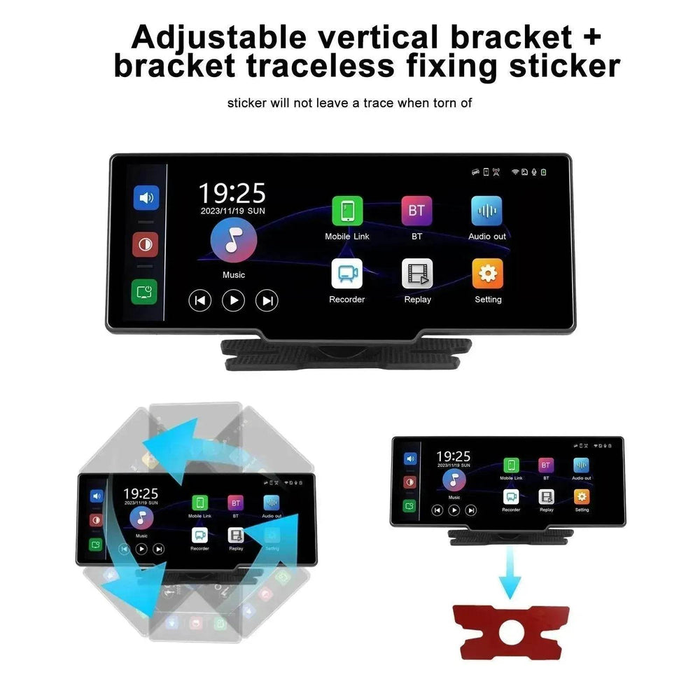 Car Smart Player HD PND 10 26-inch DVR With Rear View Three-way Camera Car play Android Auto reversing Wide angle 1920x1080 HD Car Camera - EX-STOCK Canada