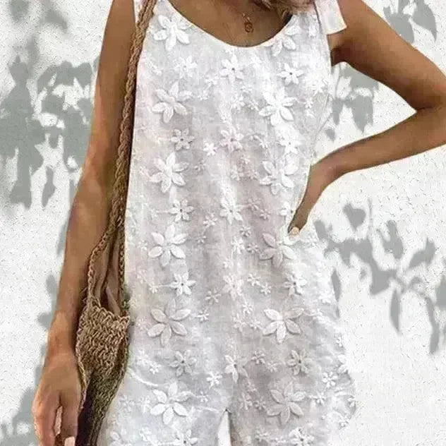Casual And Sweet Lace Bow Shoulder Strap Jumpsuit - EX-STOCK CANADA