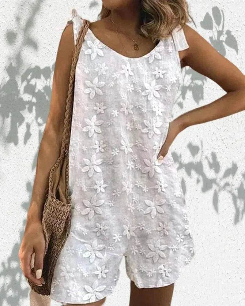 Casual And Sweet Lace Bow Shoulder Strap Jumpsuit - EX-STOCK Canada